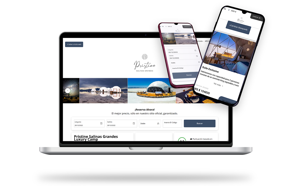 pristine camps sitio web de hotel responsive