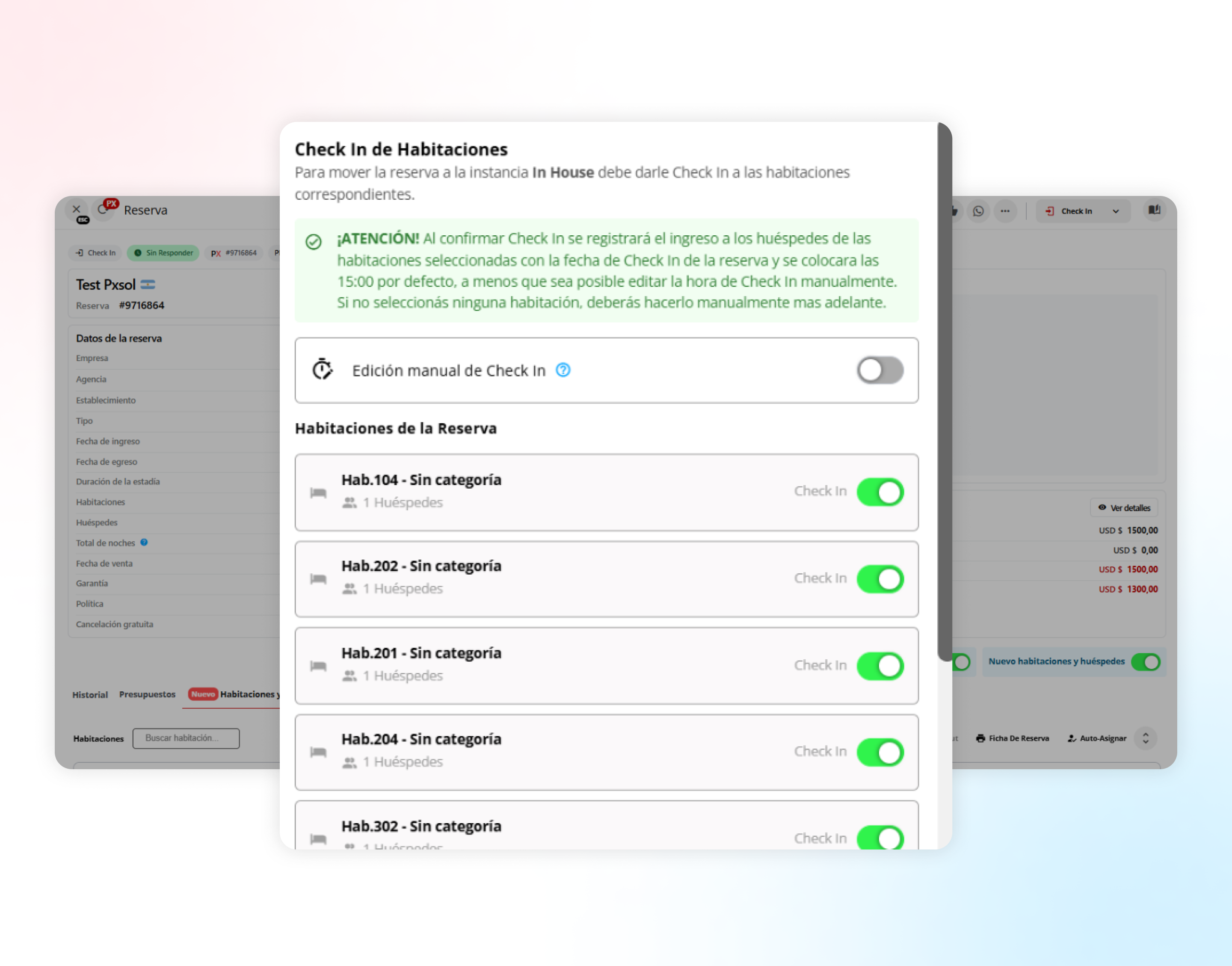 19.Check in y Check out automáticos en Reservas